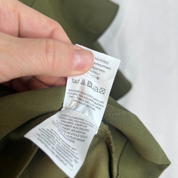 J Crew Statement Sleeve Blouse Green Boho Dressy Office Work Size 0P - Picture 6 of 8